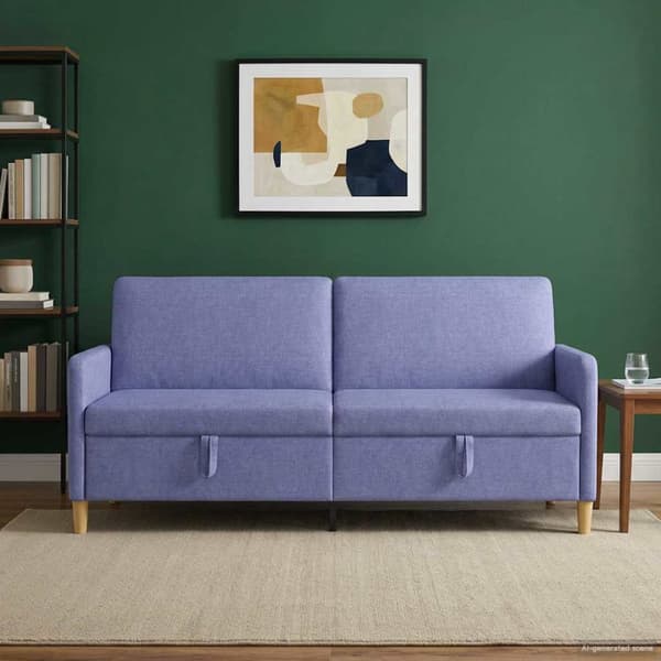Soffa med förvaring Jeansblå 192 x 78 x 87 cm Polyester