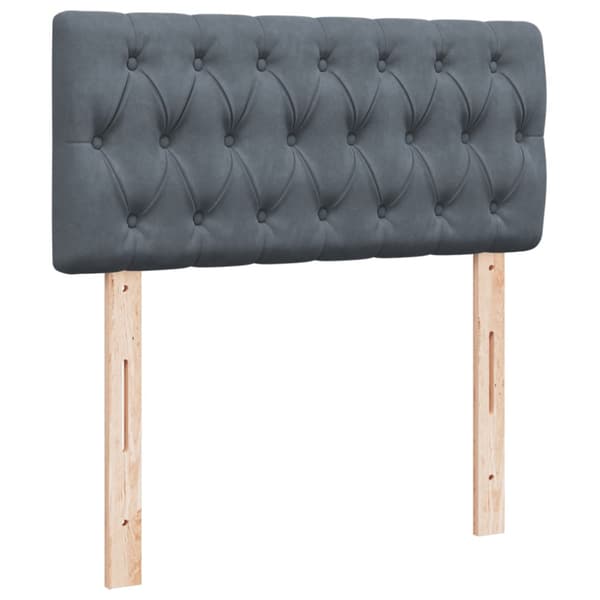 Ramsäng med madrass mörkgrå 100x200 cm sammet