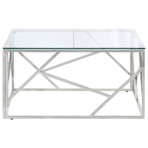 Soffbord silver rostfritt stål och härdat glas