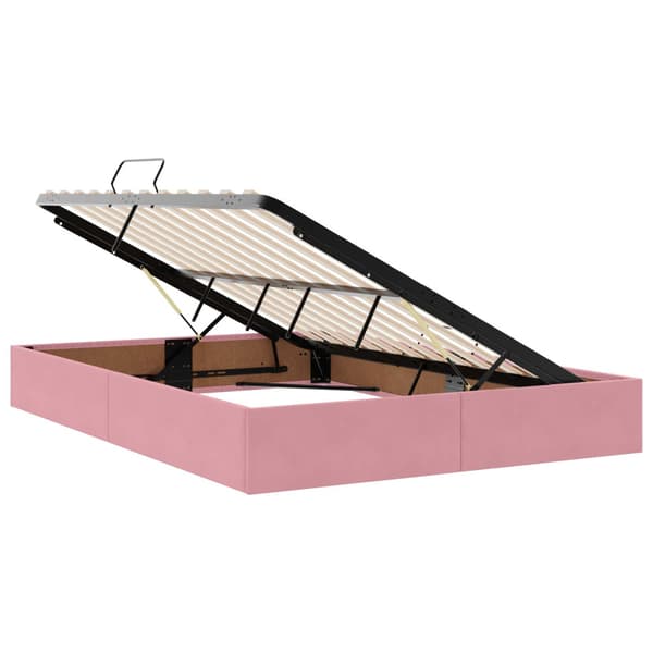 Ottoman Sängram med lagring Rosa 140 x 190 cm Sammet