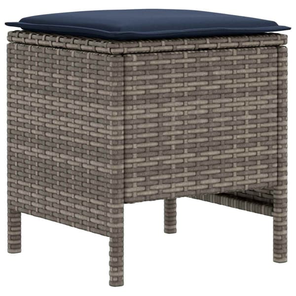 Möbelset med kudde 8 pcs Grå och Marinblå PE Rattan