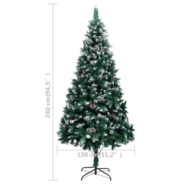 Plastgran med kottar och vit snö 240 cm