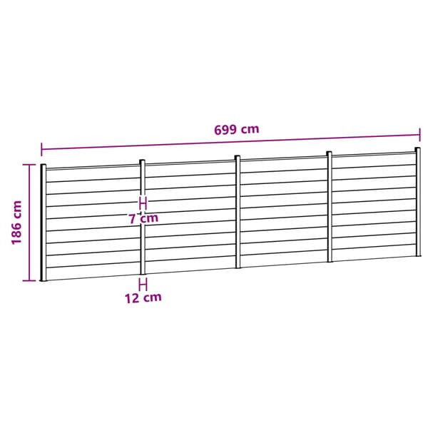 Stängselpanel 4 pcs WPC och aluminium Svart