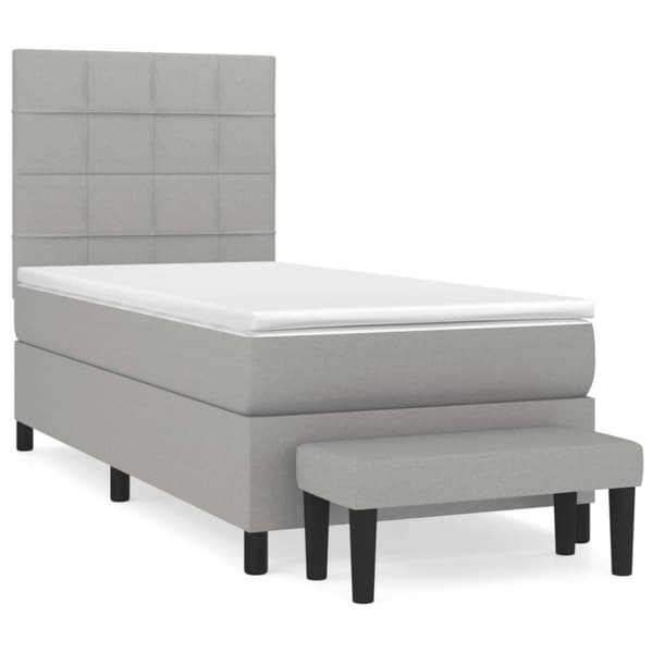Ramsäng med madrass ljusgrå 100x200 cm tyg
