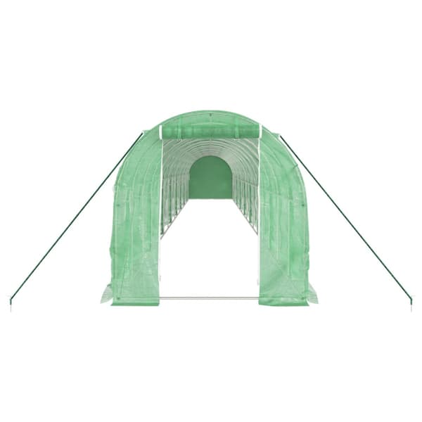 Växthus med stålram grön 32 m² 16x2x2 m