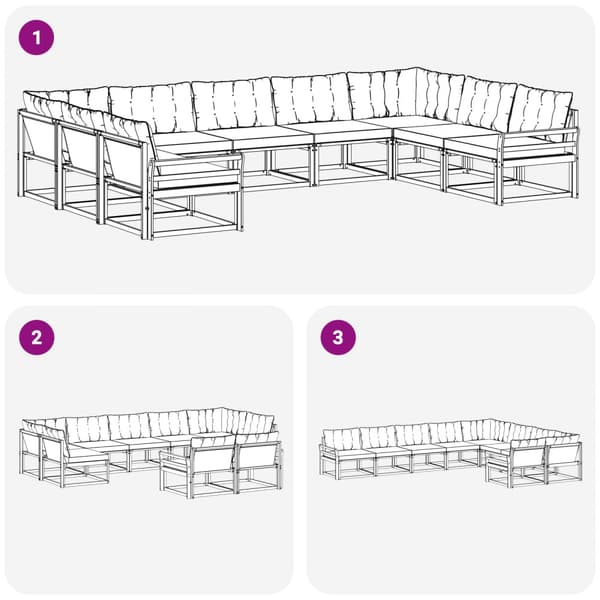 Utomhussoffset med kudde 9 pcs Vit och Beige