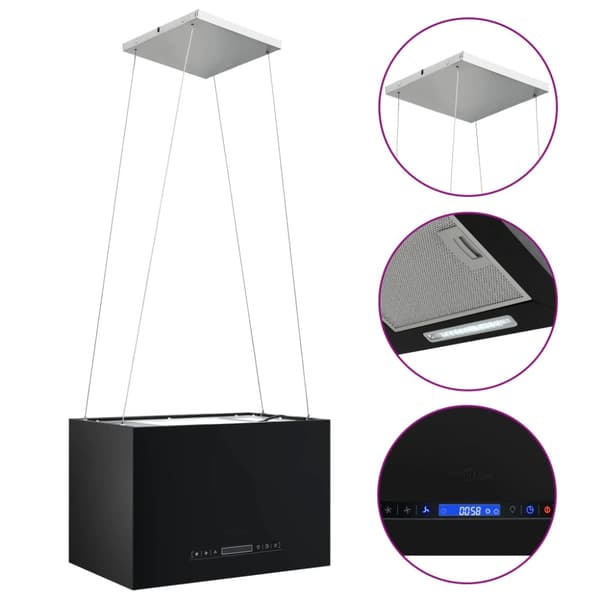 Hängande köksfläkt touchsensor LCD 55 cm pulverlackerat stål