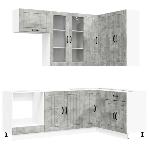 Köksenhet LUCCA 8 pcs Betonggrå Konstruerat trä