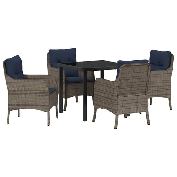 Trädgårdsmöbelset med kudde 5 pcs Grå konstrotting