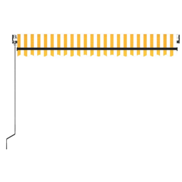 Automatisk markis med vindsensor & LED 400x350 cm gul/vit