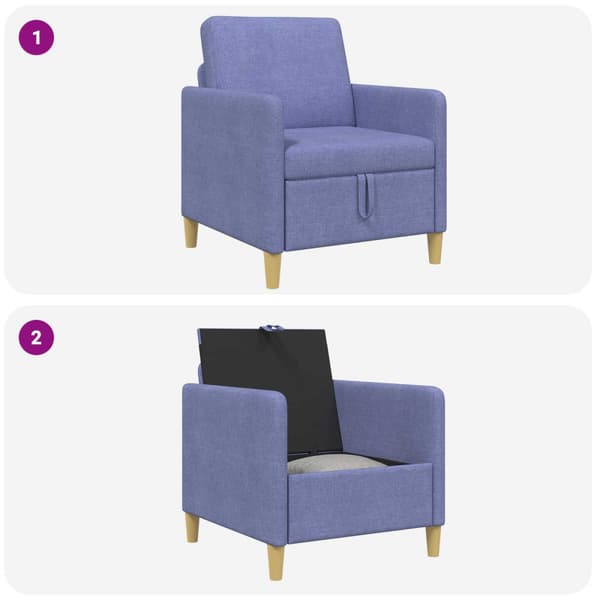 Soffa med förvaring Jeansblå 72 x 78 x 87 cm Polyester