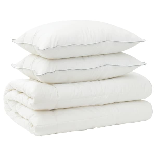 Täcke och kudde set 3 st 240x260 cm Vinter 450 GSM Ull Vit