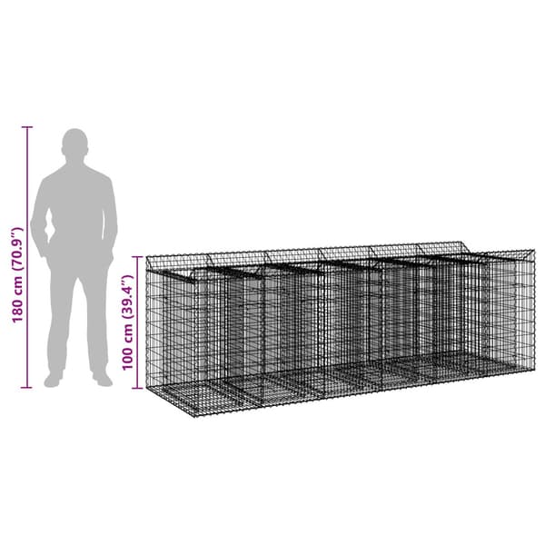 Gabion upphöjd säng 3 pcs Silver