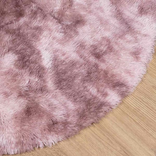 Ryamatta med lång lugg NAVARRA dammig rosa 120x120 cm polyester