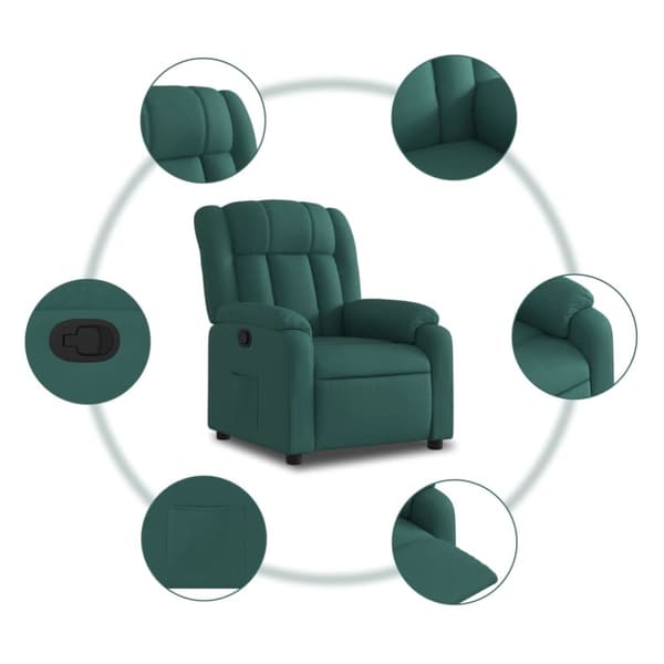 Reclinerfåtölj mörkgrön tyg