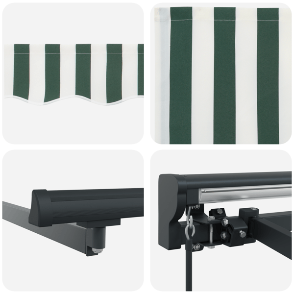 Markisram Grön och Vit 400 × 300 cm Polyester med PU-beläggning