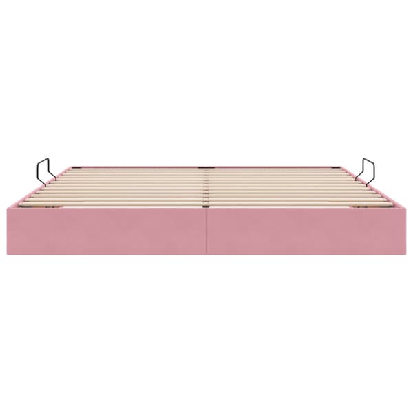 Ottoman Sängram med lagring Rosa 200 x 200 cm Sammet