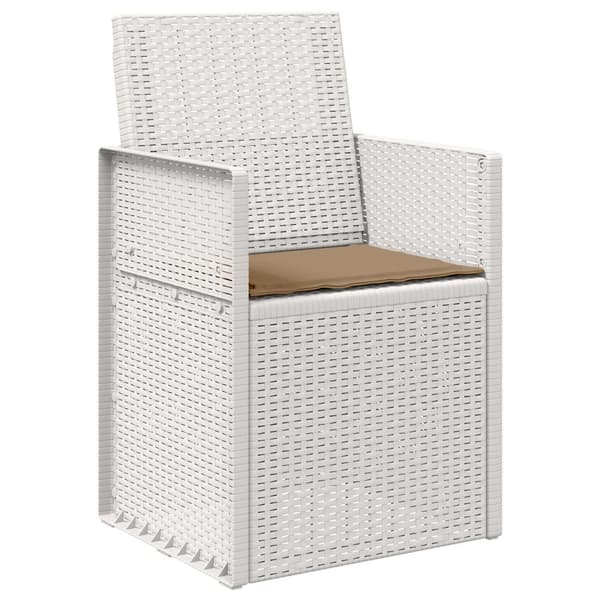 Trädgårdsmatstolar 2 pcs Vit och taupe PP
