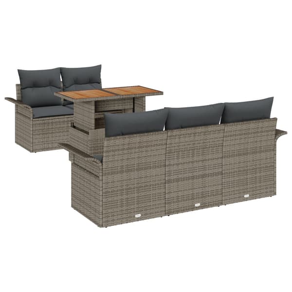 Trädgårdsoffset med lagring 6 pcs Grå Poly rattan