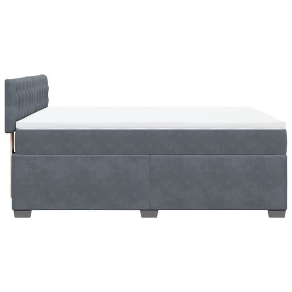 Ramsäng med madrass mörkgrå 140x190 cm sammet