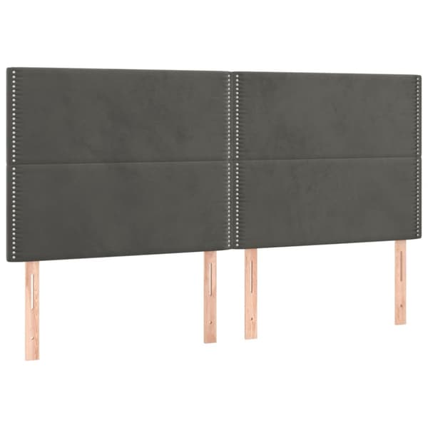 Ramsäng med madrass & LED mörkgrå 200x200 cm sammet