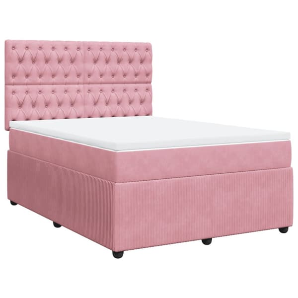 Ramsäng med madrass rosa 140x200 cm sammet