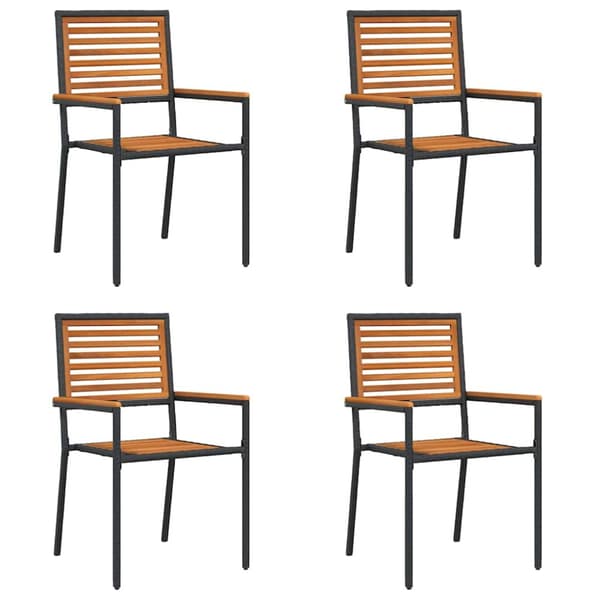 Trädgårds stapelbara stolar 4 pcs Brun och svart
