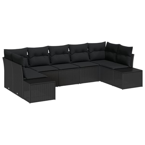 Trädgårdsoffset med lagring 7 pcs Svart Poly rattan