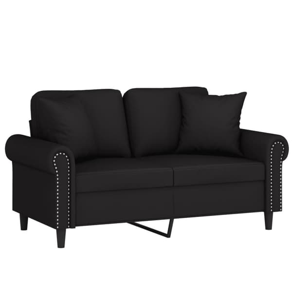 2-sitssoffa med prydnadskuddar svart 120 cm sammet