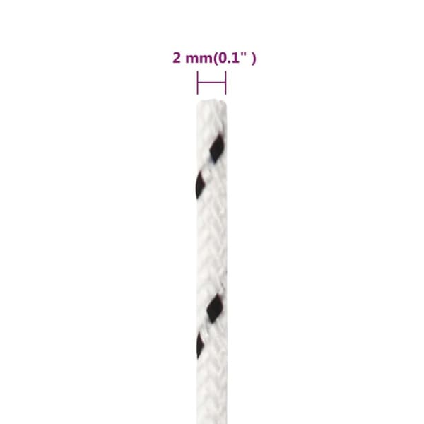 Båtlina flätad vit 2 mm x 100 m polyester