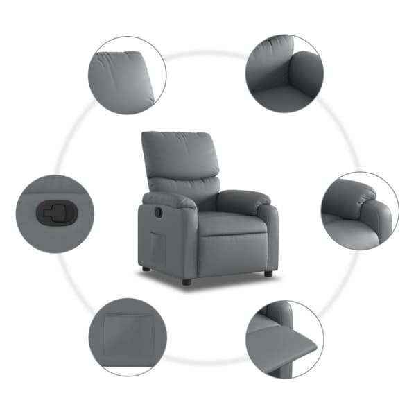 Reclinerfåtölj grå konstläder
