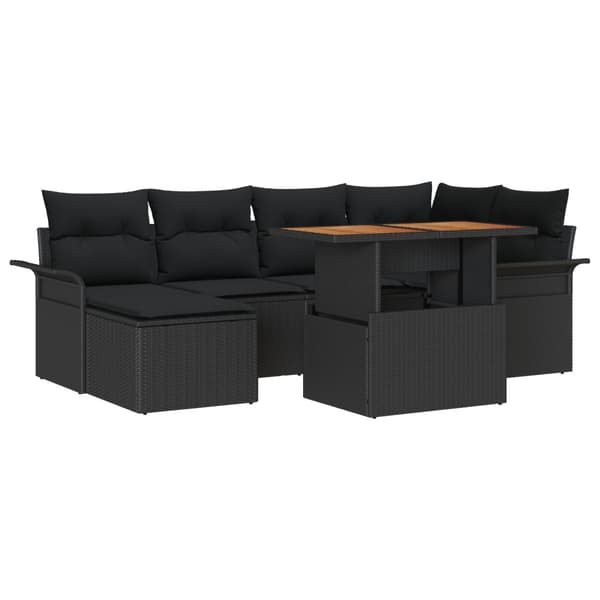 Trädgårdsoffset med lagring 7 pcs Svart Poly rattan