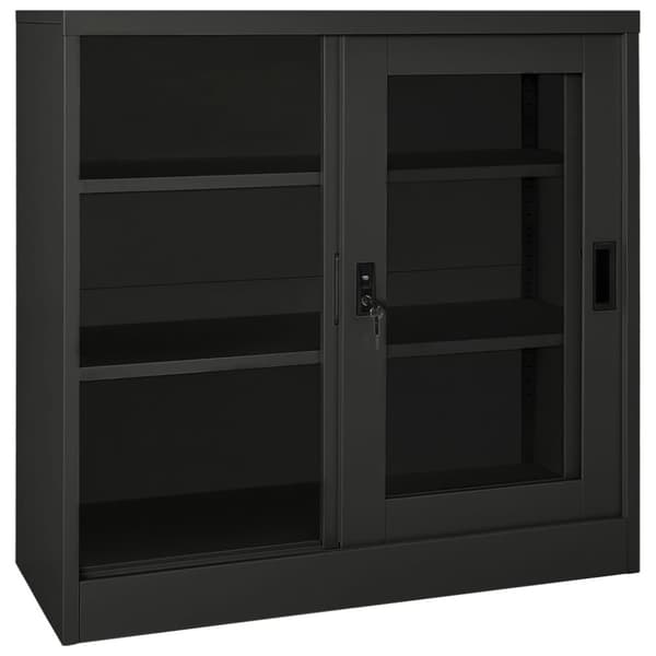 Dokumentskåp med skjutdörr antracit 90x40x90 cm stål