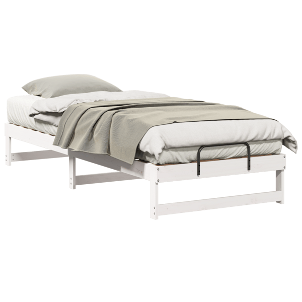 Sängram Vit 90 x 220 cm Massiv furu