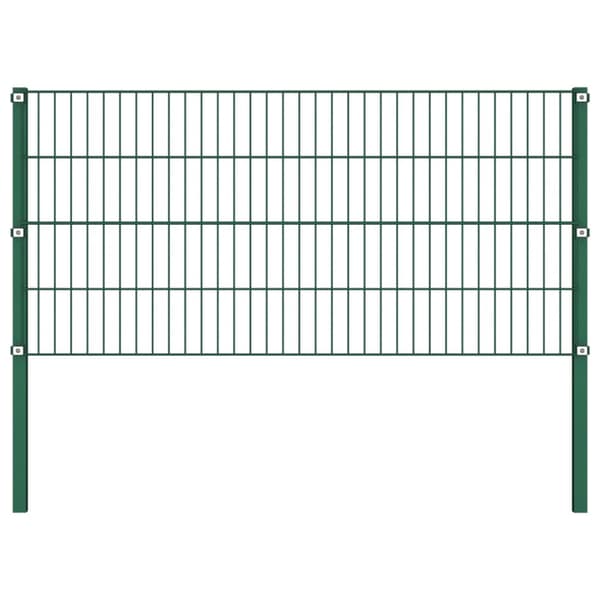 Staketpanel med stolpar järn 1730x80 cm grön