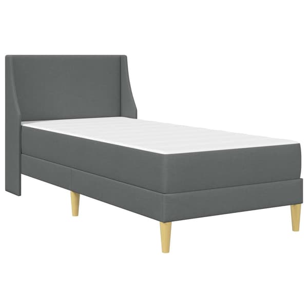 Sängram med madrass Mörkgrå 90 x 200 cm Polyester