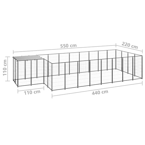 Hundgård svart 10,89 m² stål