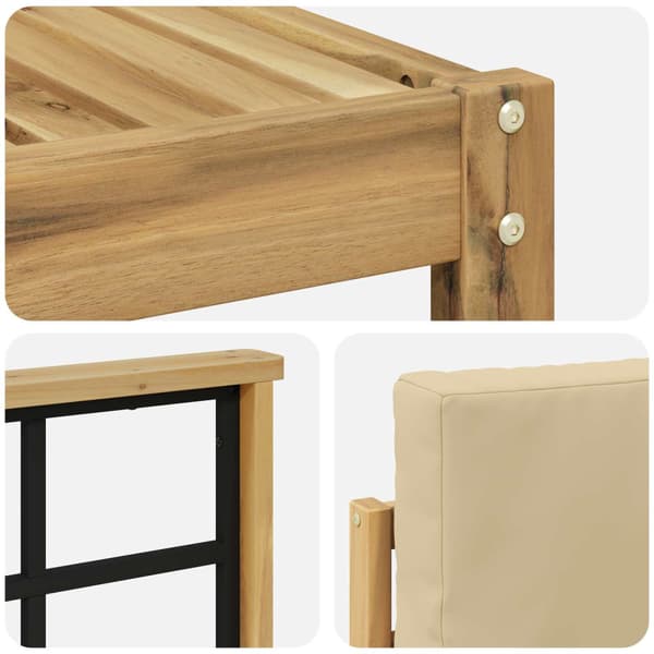 Utomhussoffset med kudde 7 pcs Vit och Beige Polyester