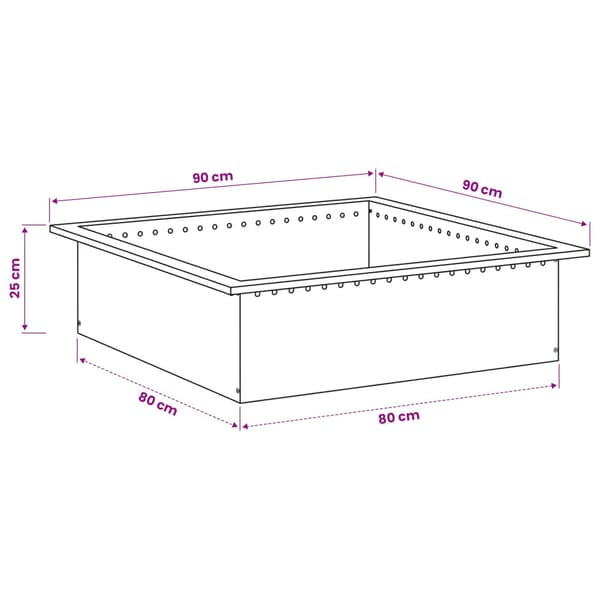 Eldstad ring Svart 90 x 90 x 25 cm Stål