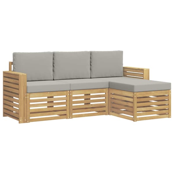Utomhussoffset 4 pcs Vit och ljusgrå 197,5 x 122,5 x 73 cm