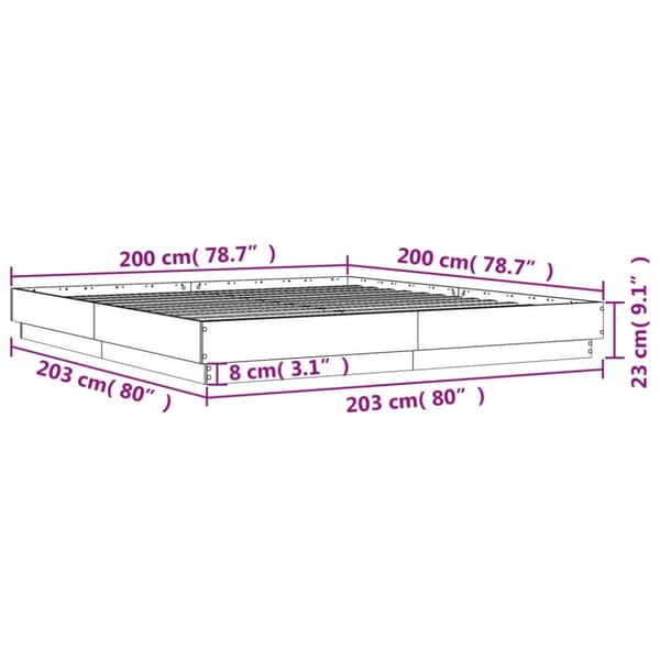 Sängram vit 200x200 cm konstruerat trä