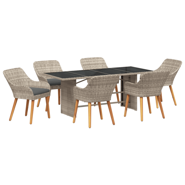 Trädgårdsmöbelset 7 pcs Ljusgrå konstrotting
