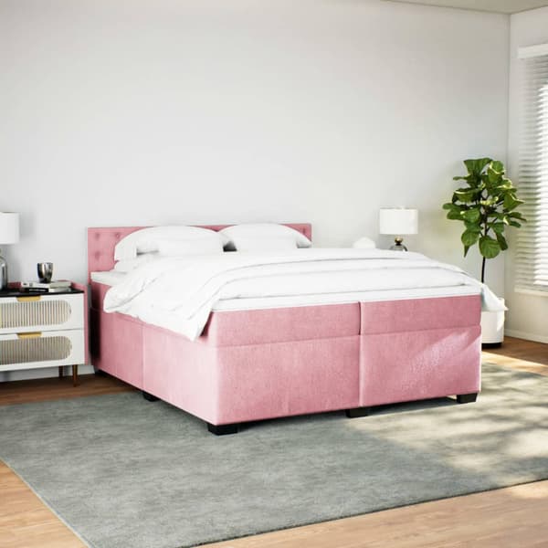 Ramsäng med madrass rosa 200x200 cm sammet