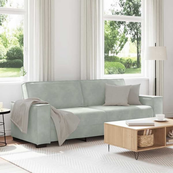 3-sitssoffa ljusgrå 220x78x84 cm sammet