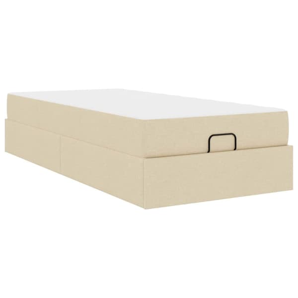 Sängram med madrass 2 pcs Kräm tyg