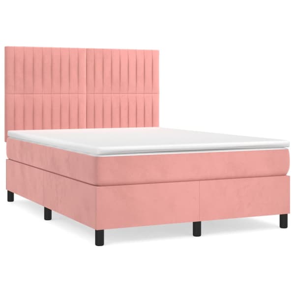 Ramsäng med madrass rosa 140x190 cm sammet