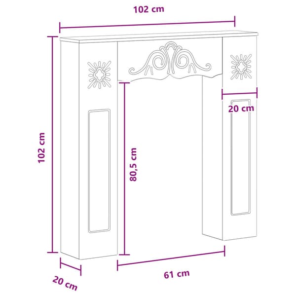 Eldstadsram Artisan-ek 102 x 20 x 102 cm Konstruerat trä