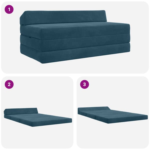 Fällbar Soffbed Blå 120 x 60 x 49 cm Tyg