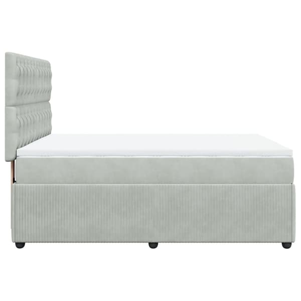 Ramsäng med madrass ljusgrå 140x190 cm sammet