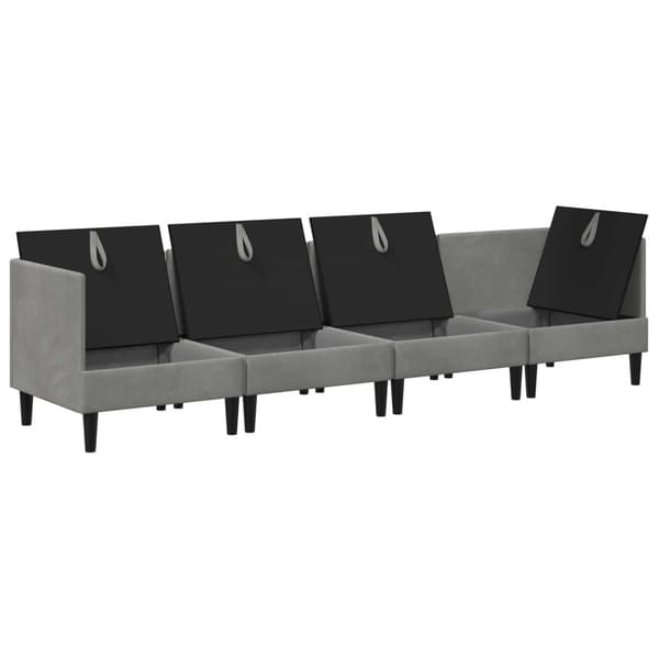 Möbelset för vardagsrummet med kudde 4 pcs Ljusgrå Sammet